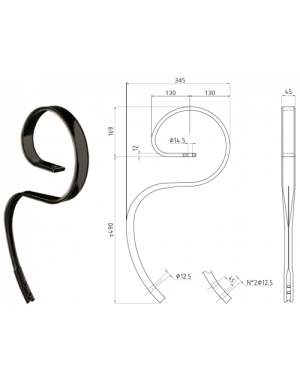 BRAZO VIBRO 45x12 (2TALADROS)