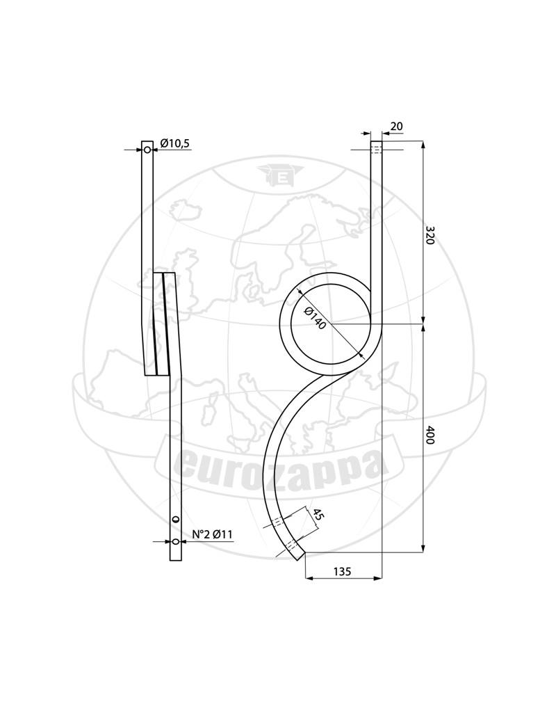 BRAZO ESPIRAL 20 X 20 (BORRA HUELLAS) DCHO